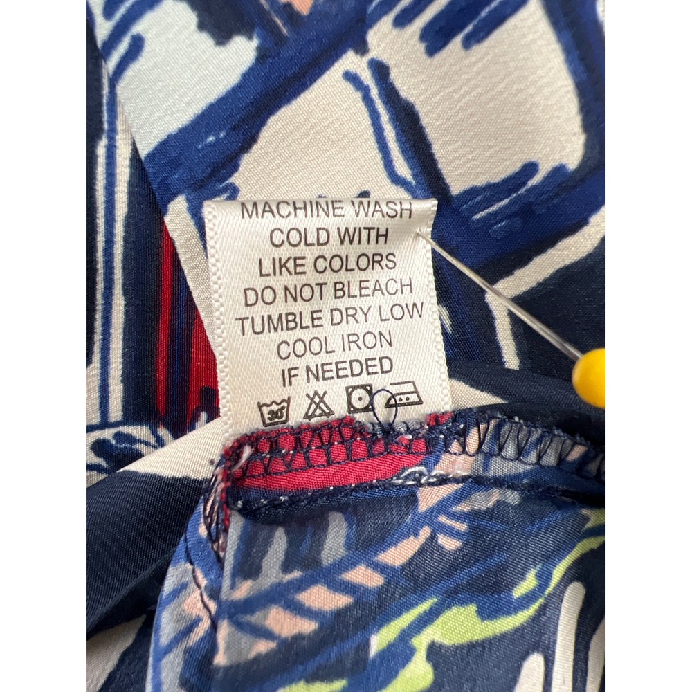 Her Destiny Midi Skirt Women Size Medium Navy Blue Paris Cityscape A-Line Pocket - Picture 4 of 10